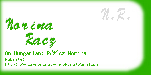 norina racz business card